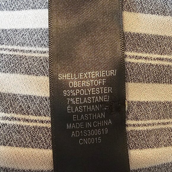 Adrianna Papell Women's Blouse Black Pastel Pink Stripe High Ruffle Collar - Picture 6 of 7